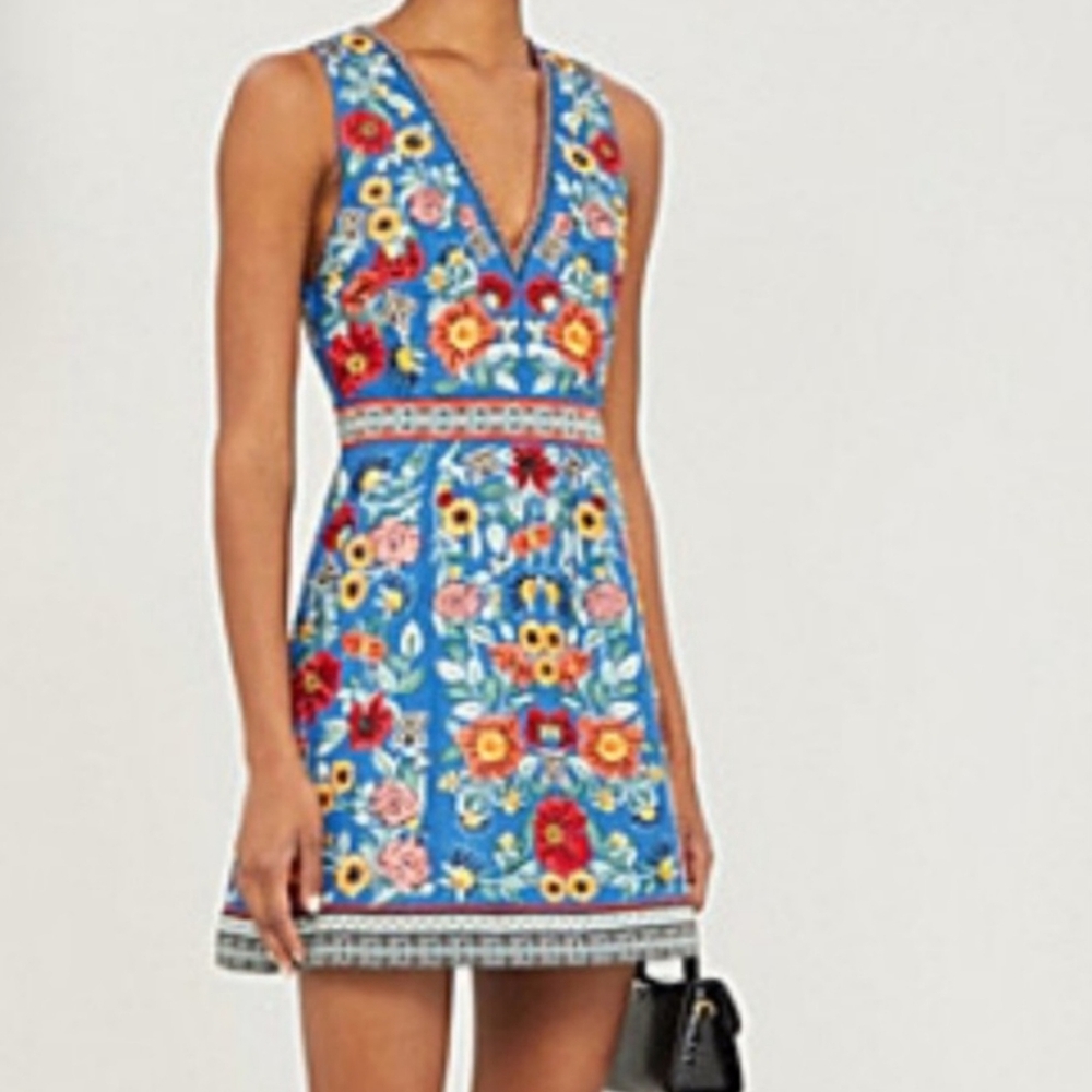 Alice + Olivia Patty Floral Embroidered Dress Size 8